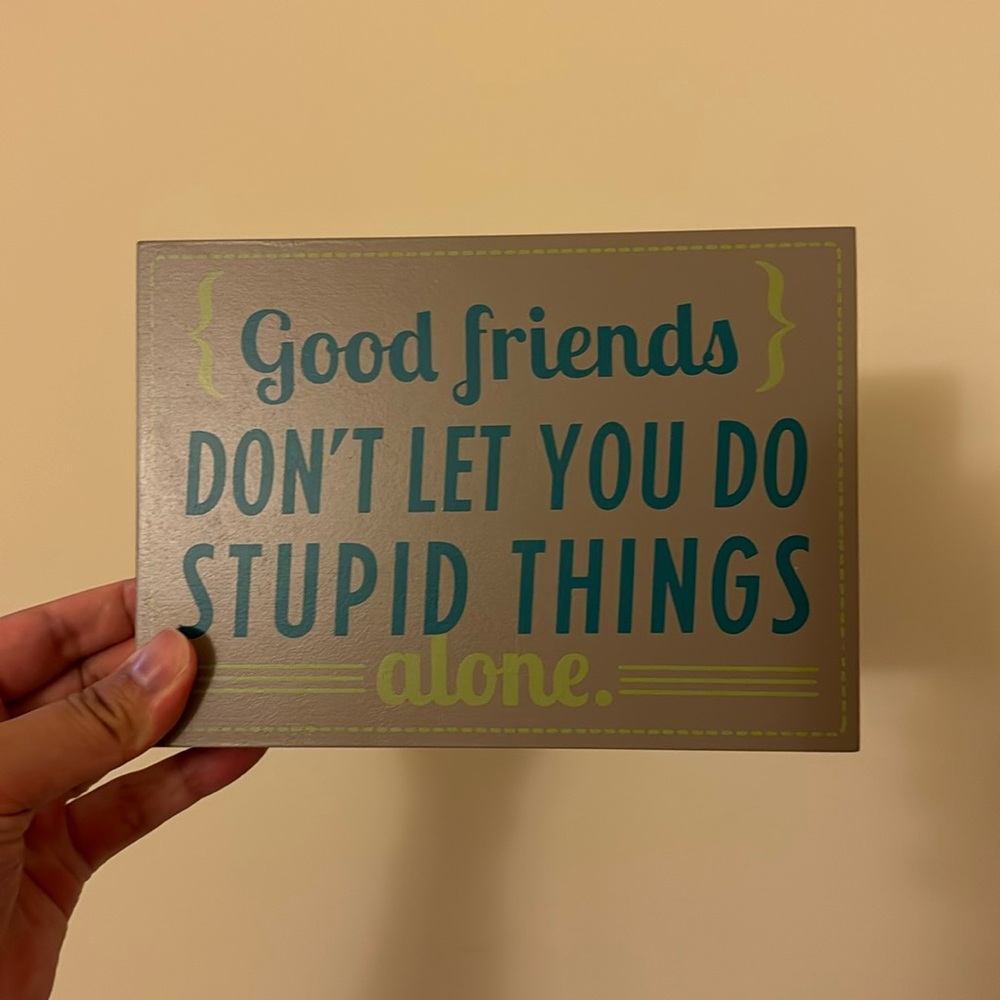 NWT Good things don’t let you do stupid things alone wall decor art